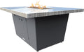 COOKE Palisades Rectangular Fire Pit Table - 44x36 - Chat Height - Propane - Brushed Aluminum Top with 3cm Edge - Grey Texture Powdercoat Base