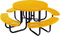 COATEDOUTDOORFURNITURE Heavy-Duty Portable Outdoor Picnic Table with Umbrella Hole, Punched Steel Commercial-Grade Patio Dining Furniture Made in America (46" Round Top, Textured Yellow)