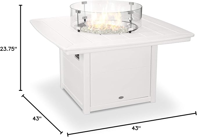 POLYWOOD® Nautical 42" Fire Pit Table in White