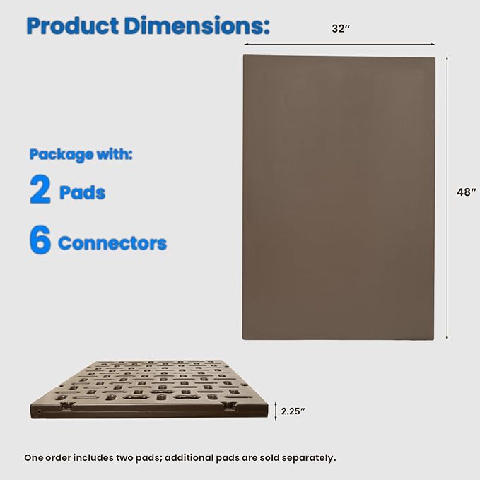 XtremepowerUS 48" x 32" Hot Tub Spa Pad Small Pool Placement Pad Concrete Pad Alternative Inflatable Pool Floor Pad/Base Foundation, 2-Pack