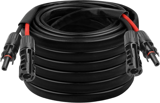 8AWG Solar Cable - 100FT Solar Panel Extension Cord 8 Gauge PV Wire with Flame Retardant Protective Sleeving Female & Male Waterproof Connector for RV, Photovoltaic Systems, Solar Panels (100 Feet)