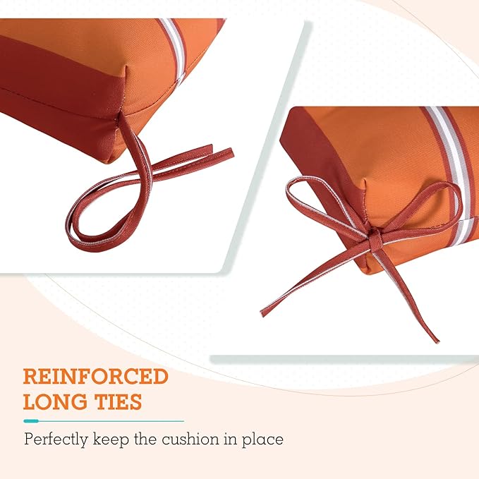 EAGLE PEAK Tufted Outdoor/Indoor High Back Patio Chair Cushions, Set of 4, 46'' x 22'', Red Stripes