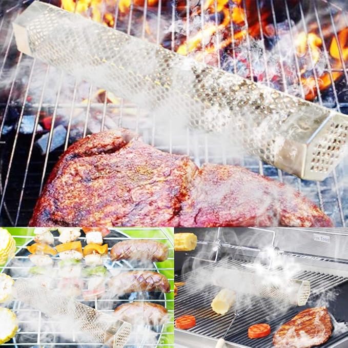 Smoke Tube 12" Smoker Tube for Pellet Grill 2 Pack Cold/Hot Smoking Generator for BBQ Stainless Steel Wood Pellet Tube Smoker Fit Electric Gas Charcoal Grill