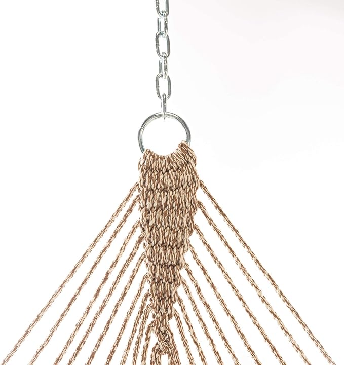 Original Pawleys Island Single Antique Brown Oatmeal Heirloom DuraCord Rope Hammock – 12 ft. x 50 in., 1-Person, 450 lb Capacity, Oak Spreader Bar, Zinc-Plated Hardware, Handcrafted in The USA