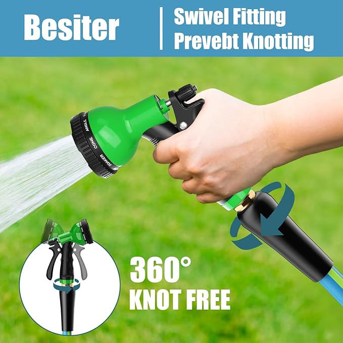 Heavy Duty Garden Hose 5/8" 75FT: Flexible Rubber Water Hose - Leakproof Hose Male to Female Fittings - Durable Hose for Yard, Lawn, Car Wash, Outdoor, Watering, Green