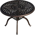 FAPOLITE Outdoor Table Cast Aluminum Round Patio Table with Umbrella Hole All Weather Outdoor Dining Tables for Lawn Garden Backyard (106cm Woven Round Table)