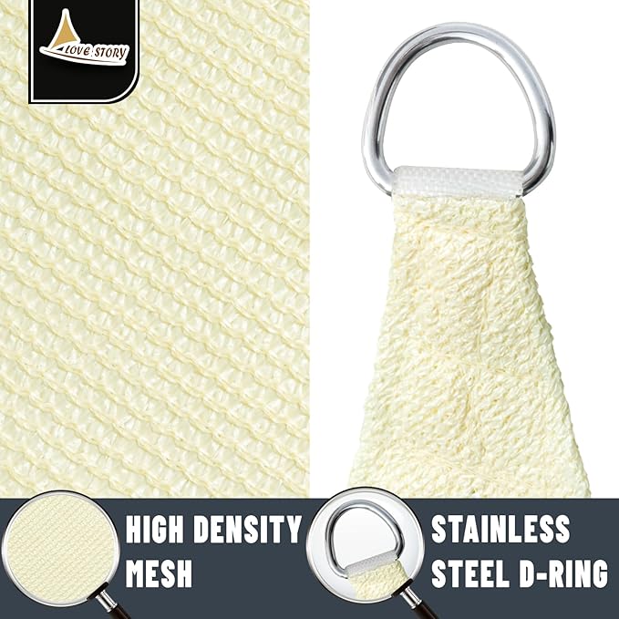 LOVE STORY Custom Size 7'x9' Butter Cream Sun Shade Sail Rectangle UV Block Canopy Patio Sail Sunshades Fabric for Outdoor Garden Carport (We Make Custom Size)