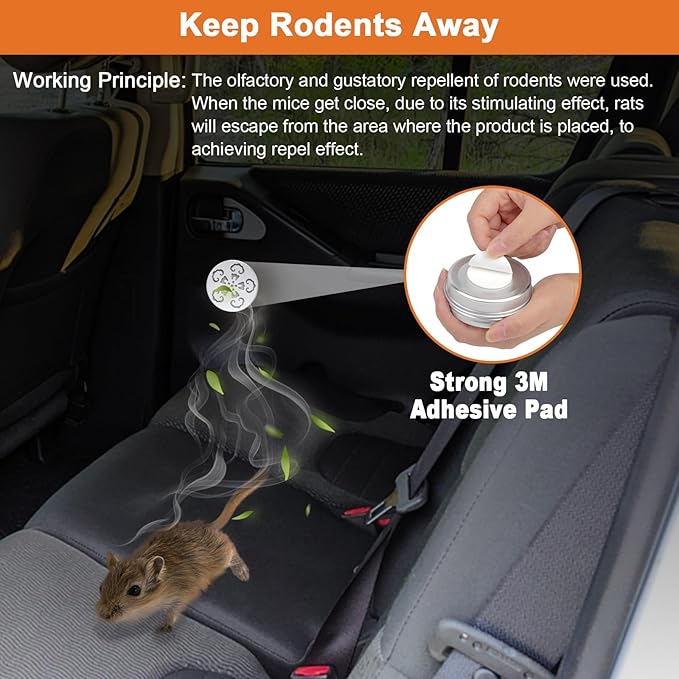 4 Pack Mice Repeller for Car Engines, Peppermint Oil to Repel Mice and Rats, Mouse Repellent Keep Rodents Out of Car Rat Repellent