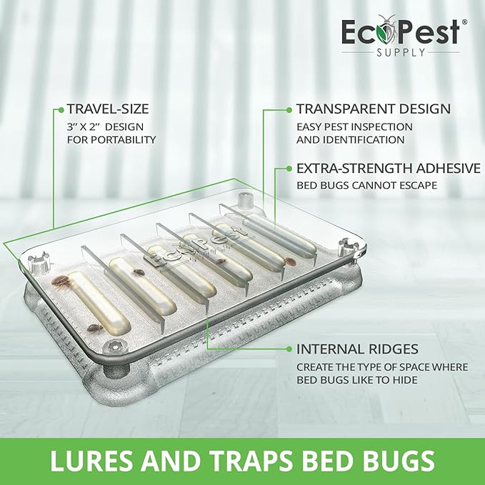 Bed Bug Detector – 12 Pack | Early Detection Bed Bug Trap, Monitor, and Detector for Home and Travel | Indoor Pest Control Traps for Bedbugs