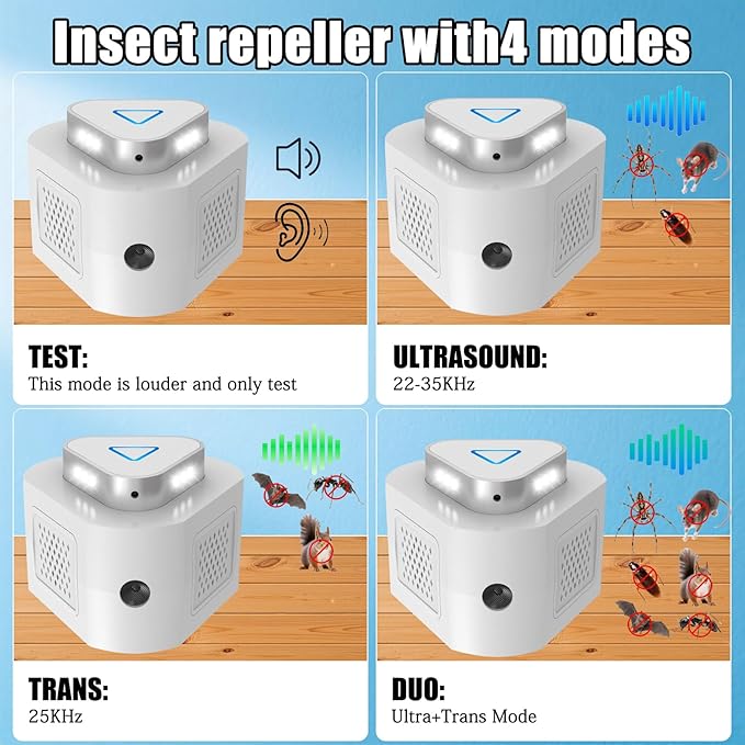 2 Packs Rodent Repellent Ultrasonic Pest Repeller for Home,360°Mice Traps for House Indoor Kill,Upgraded Mice Rat Repellent with Flashing Light for Attic Garage Crawlspace Basement,4 Mode Switching