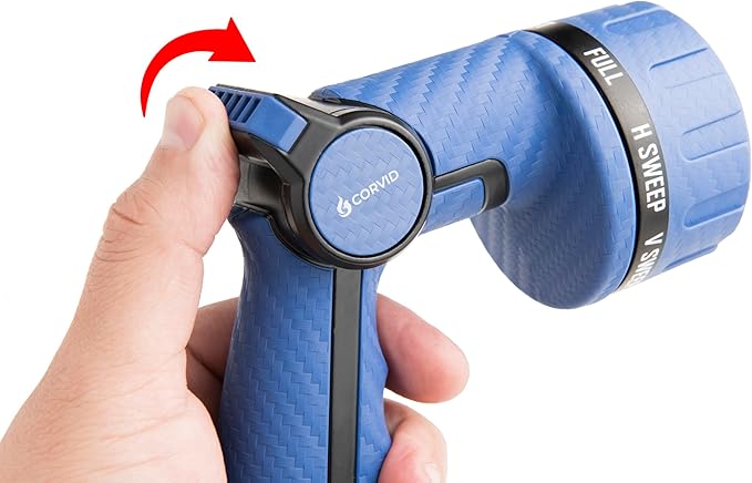 2-Pack Corvid Heavy Duty 8-Pattern Garden Hose Nozzle with Thumb Control, Adjustable High-Pressure Watering Spray Nozzle with Ergonomic Handle - Perfect for Lawn & Garden, Car Wash, Pet Cleaning