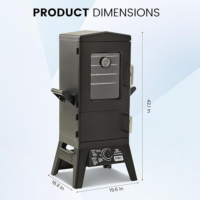 Large Vertical Propane Smoker with Cover & 4 Cooking Grates, Large Cooking Space, Heavy Duty & Weather-Resistant for Outdoor,Smoke Ribs,Brisket,Chicken