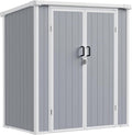 5x3 ft Outdoor Storage Shed with Floor, All-Weather Resin Tool Shed with 2 Shelves, Heavy-Duty Garden Shed for Yard, Bicycle, and Lawn Equipment, Easy Assembly, Aritic Light Gray