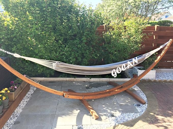 GOCAN Brazilian Double Hammock 2 Person Extra Large 330X150cm Load Capacity 600Pound Canvas Cotton Hammock for Patio Porch Garden Backyard Lounging Outdoor and Indoor XXL(Grey)