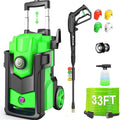 Professional Pressure Cleaner 5000 PSI,Heavy Duty Power Cleaner with 4 Nozzles,Foam Cannon,33FT Hose and 500ml Soap Bottle for Home/Cars (Green)