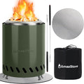 9.7 x 7.1 Inch Tabletop Fire Pit by AmazStove, Low Smoke Camping Stove for Outdoor Safe Burning Firepits, Fueled Pellets or Wood, Travel Bag Included (Green, 9.7 x 7.1 INCH)