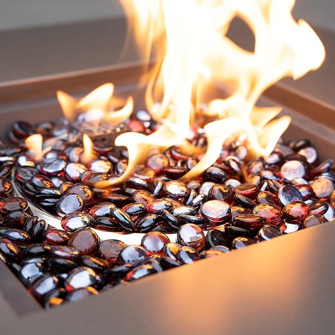 Mr. Fireglass 10 Pound Fire Glass Beads, 1/2" Reflective Round Fire Glass Drops for Fireplace Fire Pit & Lanscaping, High Luster Amber