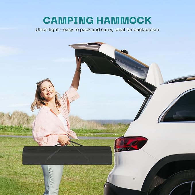 NEWBULIG Double Hammock with Stand, Heavy Duty Portable Hammocks for Outdoor Indoor Patio Camping, Space Saving Design & Carry Bag, Easy Assembly, 450lb Weight Capacity, Rainbow