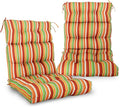 EAGLE PEAK Tufted Outdoor/Indoor High Back Patio Chair Cushions, Set of 2, 46'' x 22'', Rainbow