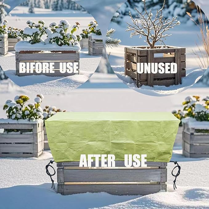 EJW Planter Cover, Frost Cloth, 39'' x 17.7'' x 15.7'' Frost Cloths for Outdoor Plants,Garden Covers for Winter, Planter Covers for Winter, Plant Covers Freeze Protection，4PACK