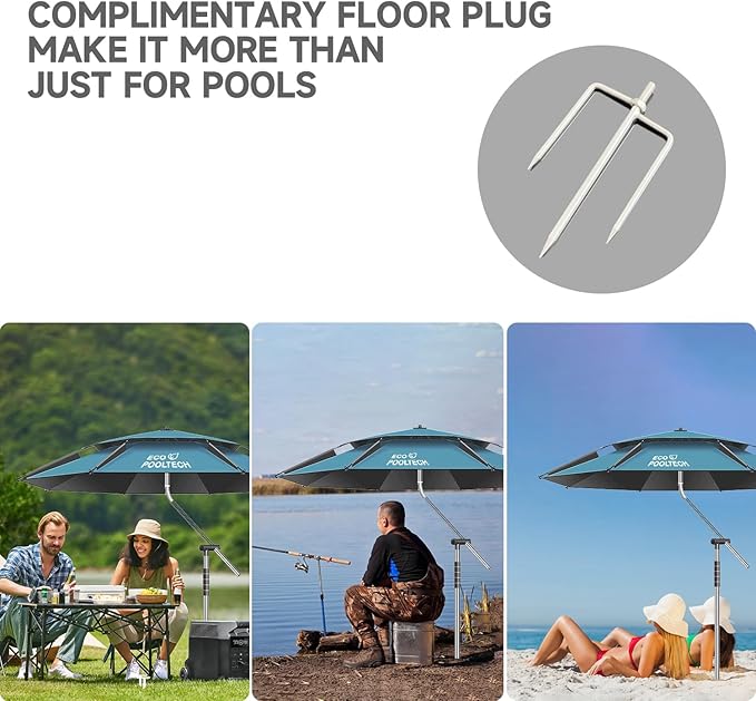 Above Ground Pool Umbrellas, Outdoor Pool Sunshade for Oval or Rectangular Swimming Pools, Multi-functional Patio Umbrella for Garden, Must have Pool Accessories