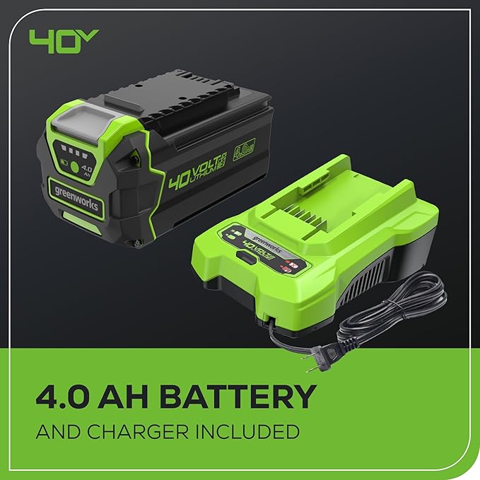 Greenworks 40V 16" Brushless Cordless (Push) Lawn Mower + Blower (350 CFM), 4.0Ah Battery and Charger Included (75+ Compatible Tools)