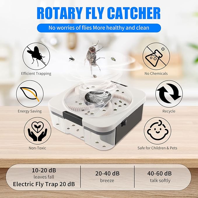 Electric Fly Trap Pest Device Gnat Flying Insect Trap Automatic Indoor Fly Catcher Pest Traps Reject Control Catcher Insect Repellents Tools for Patios Ranch(2 Pcs)