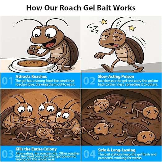 16 Pack Roach Killer Indoor Infestation Roaches Gel Bait Stations, Powerful Cockroach Killer Indoor Home for Roach Infestation, Long-Lasting & Effective Cockroach Gel Bait, Easy to Use & No Mess