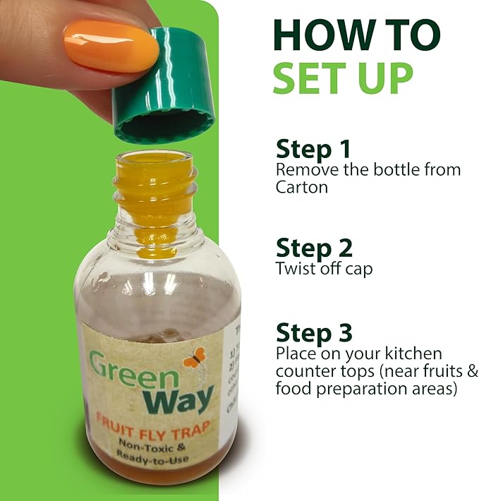 Greenway Traps Fruit Fly Trap, Indoor and Kitchen, Reduced Fruit Fly Infestations, Non-Toxic, Long-Lasting, 2 Packs (Includes 4 Traps)