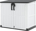 36 Cu Ft Resin Outdoor Storage Shed, Weatherproof Horizontal Outdoor Storage Cabinet with Dual Lock Door for Backyard, Patio, Garage, Garden(White)