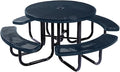 COATEDOUTDOORFURNITURE Heavy-Duty Portable Outdoor Picnic Table with Umbrella Hole, Punched Steel Commercial-Grade Patio Dining Furniture Made in America (46" Round Top, Dark Blue)