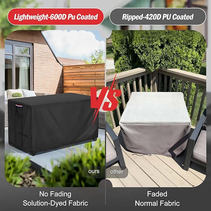 Fire Pit Cover Rectangular 70 Inch - Waterproof Outdoor Fire Table Cover Rectangle Heavy Duty, 600D Patio Propane Gas Firepit Cover Rectangular Tear Weather Resistant - 70 x 32 x 15 Inch