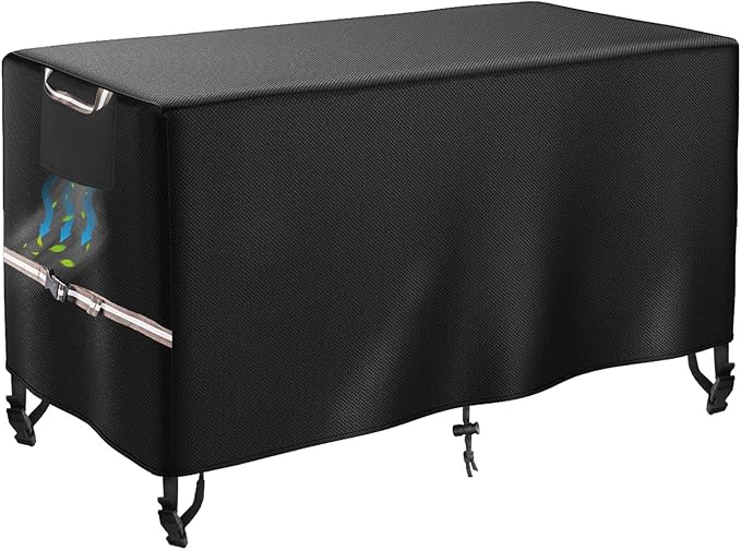 Rectangular Gas Fire Pit Table Cover 44 x 28 inch, Waterproof 600D Heavy Duty Fire Table Cover for 40 - 44 inch Patio Propane Firepit Tables