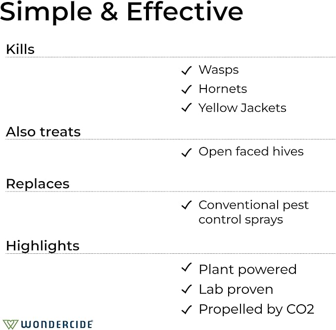 Wondercide - Wasp and Hornet Killer Aerosol Spray with Natural Essential Oils - Kill Wasps, Hornets,and Yellow Jackets - for Porch, Patio, and Outdoor Areas - Pet and Family Safe - 10 oz - 2 Pack