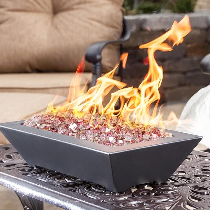 Onlyfire 10 pounds Fire Glass for Propane Fire Pit and Gas Fireplace, 1/2 Inch Reflective Firepit Glass Rocks for Fire Pit Table and Fire Bowl, High Luster Rose Gold