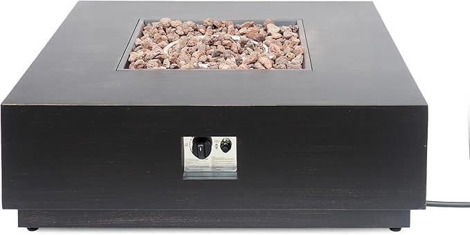 Propane Fire Pit Table, 39 Inch Firepits for Outside, Square Gas Fire Pit for Outside Patio, Propane Fire Table, 50000BTU, Brown+Gold