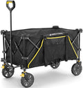 Gorilla Carts Collapsible Folding Outdoor Utility Wagon, 7 Cu Ft Oversized Bed, 150 lb Load Rating, Black – Foldable Rolling Cart w/ Pockets & Cup Holders for Beach, Camping, Sports or Picnic