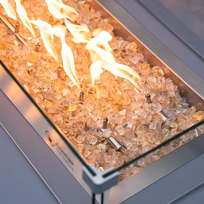 Stanbroil 10-Pound Fire Glass - 1/2 inch Reflective Tempered Fire Glass for Fireplace Fire Pit, Gold Reflective