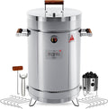 3-in-1 Stainless Steel Smoker Barrel Grill – Portable Charcoal BBQ with Thermometer, 25 lbs Outdoor Cooking Smoker for Camping, Backyard & Home BBQ INGRILL