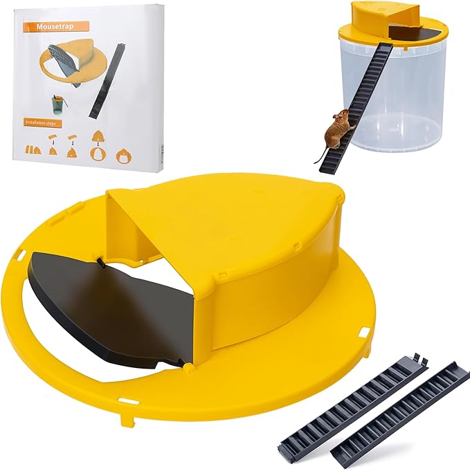 1Pack Mouse Trap Bucket- 5 Gallon Bucket Lid Mouse Rat Trap - Automatic Reset Flip and Slide Mouse Trap - Humane Mouse Rat Traps for Indoor Outdoor Use - Reusable