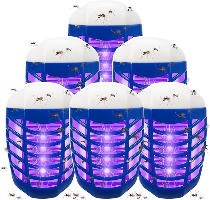 Bug Zapper Indoor Plug in Flying Insect Trap, 6 Pack Electronic Plug in Mosquito Zappers Gnat Insect Fly Zapper Traps Lamp for Home, Kitchen, Bedroom, Living Room,Office, Blue