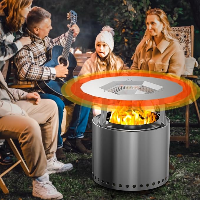 BBQ-PLUS One-Piece Heat Deflector Replacement for Solo Stove Yukon 27" Fire Pit, Stainless Steel Heat Diffuser Accessories with 3 Support Leg for Most 27 inches Outdoor/Indoor Backyard Fire Pit