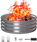 36 Inch Outdoor Fire Pit Ring, Round Galvanized Portable Fire Pit for Camping, Metal Steel Bonfire Fire Ring for Outside, Backyard