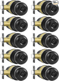 RAZCC Privacy Door Knobs, 10 Pack Matte Black Door Knobs with Lock, Bed and Bath Door Knob Interior Keyless Locksets, Round Door Handles Reversible for Left Right Handed Doors