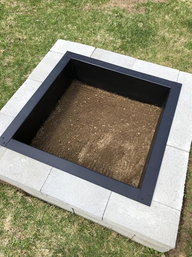 Sunnydaze Fire Ring for Outside - Wood-Burning Metal Fire Pit Ring Insert - Above or In-Ground DIY - 36-Inch Square Outer/30-Inch Square Inner Diameter