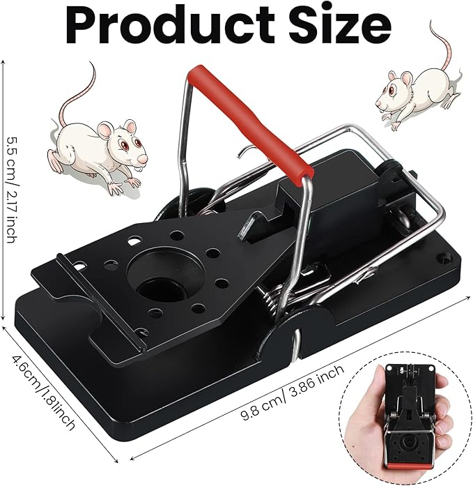Qualirey 24 Pcs Mouse Traps Plastic Snap Rat Trap Bulk Reusable Quick Effective Safe for Indoor Outdoor Home House Warehouse Garden Kitchen 3.86 x 1.81 x 2.17 Inch (Black,Red)