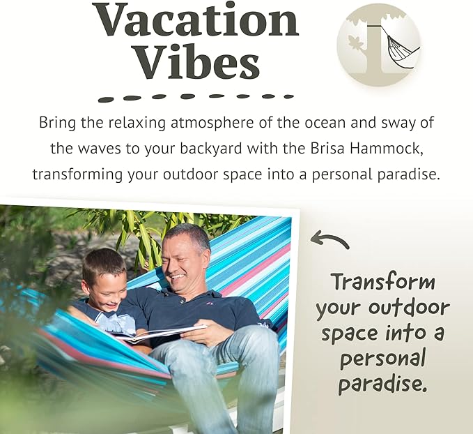 LA SIESTA Brisa Classic Hammock, Handmade, Weather-Resistant, Tear-Resistant Hammock for Indoor & Outdoor Relaxation, Size-King - Wave
