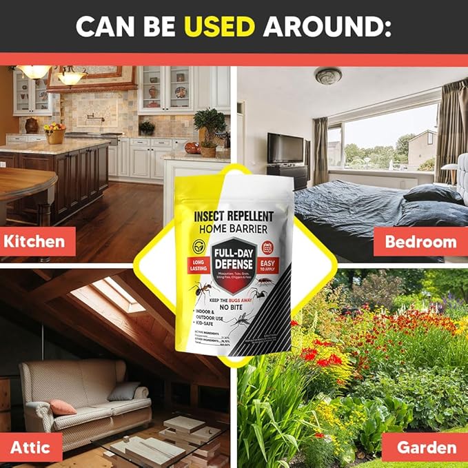 Bug and Tick Repellent, Bug Repellents Outdoor, Tick Deterrent for Yard, Spider Repellant, Roach Repellent Indoor, Repel Ants, Fleas, Spiders, Silverfish & Other Pest-8 Pouches