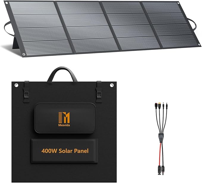 400 Watt Portable Folding Solar Panels IP68 Waterproof ETFE Coating 41V MC4 Output for Power Stations Solar Generator Camping Off-Grid RV Emergency Backup Hurricane