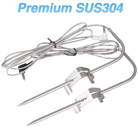 Meat Probes for Traeger Temperature Probe BAC431 Thermometer Clip Grommets Wood Pellet Smoker Grill Replacement Parts Black & White 3.5mm Plug BBQ Accessories